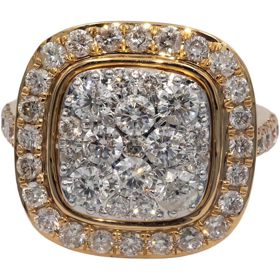 14k Yellow Gold Round Diamond Jumbo Cluster Cocktail Ring 4.0CT Size 7