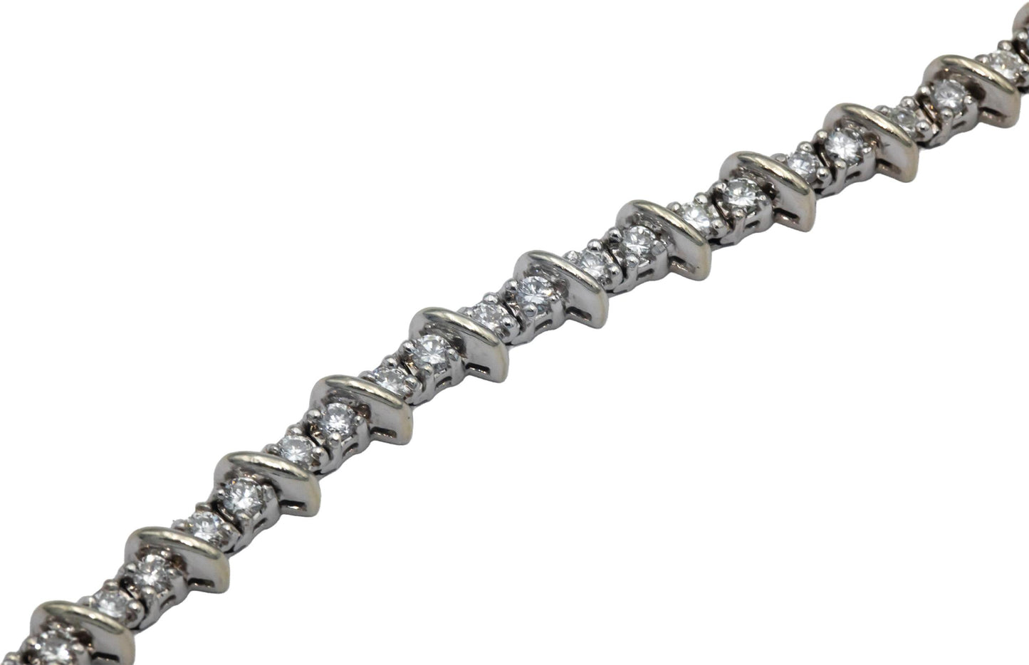 14k White Gold Round Diamond Fancy Link Tennis Bracelet 2.50CT