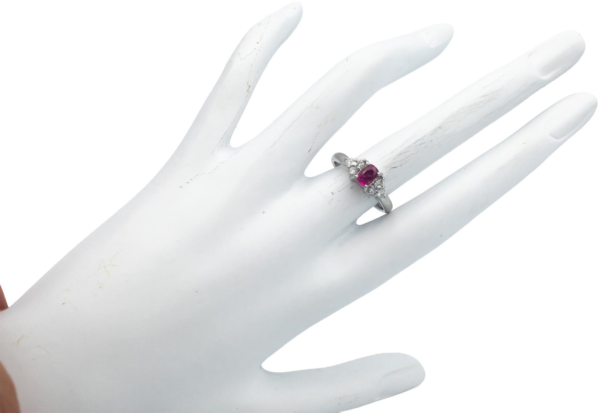 Platinum 0.88CT Diamond and Pink Sapphire Ring Size 6