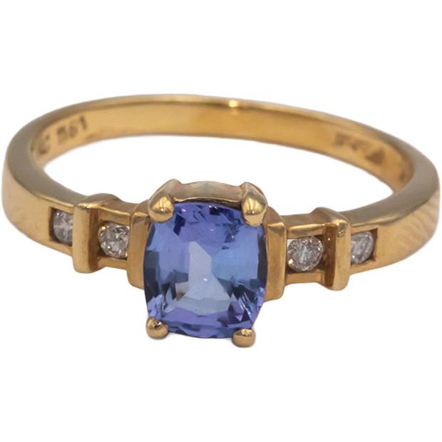 KALATI Designer 14k Yellow Gold 1.06CT Diamond and Tanzanite Ring Size 7.25