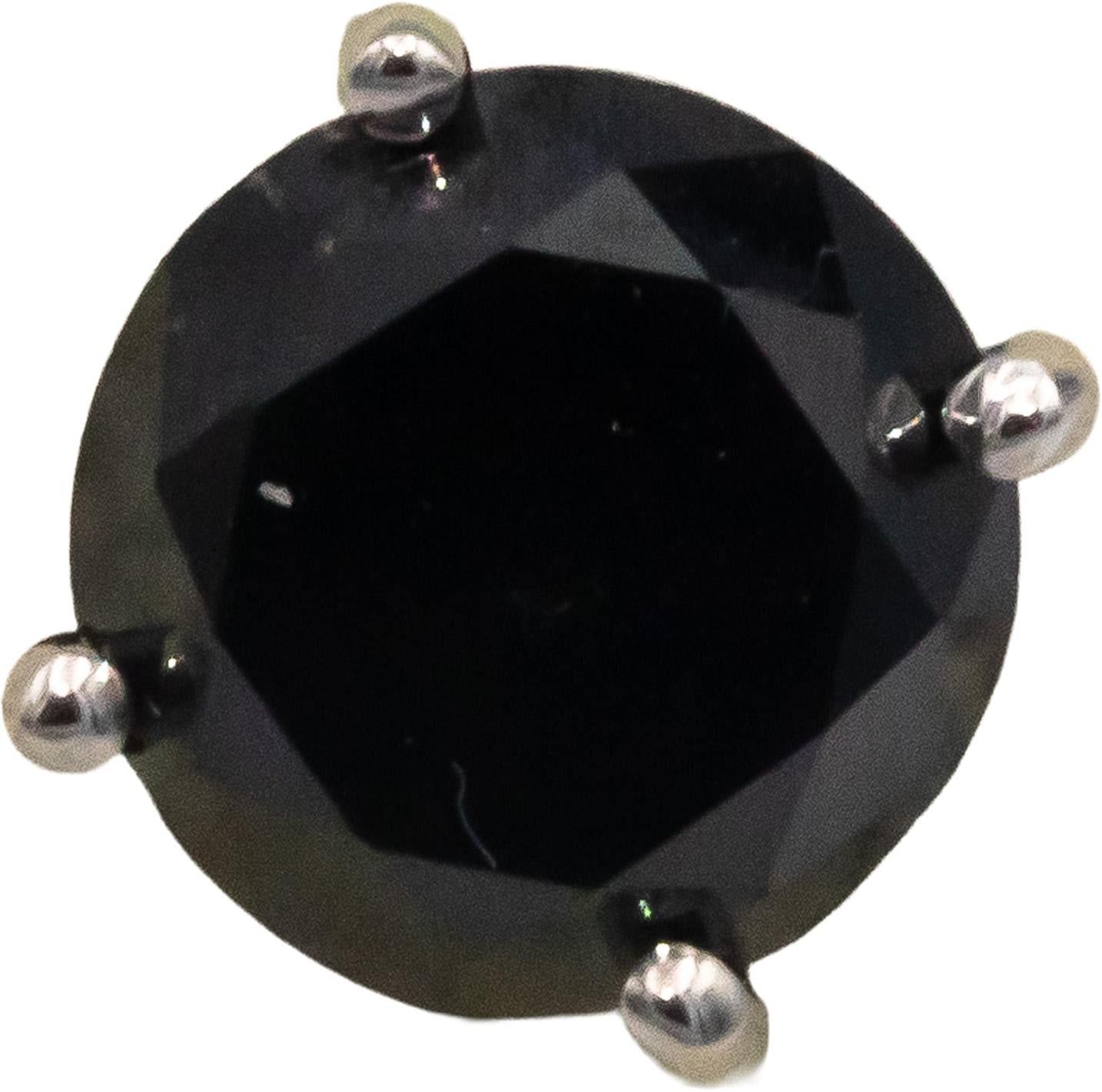 14k White Gold 2.85CT Round Cut Black Diamond Stud Earrings