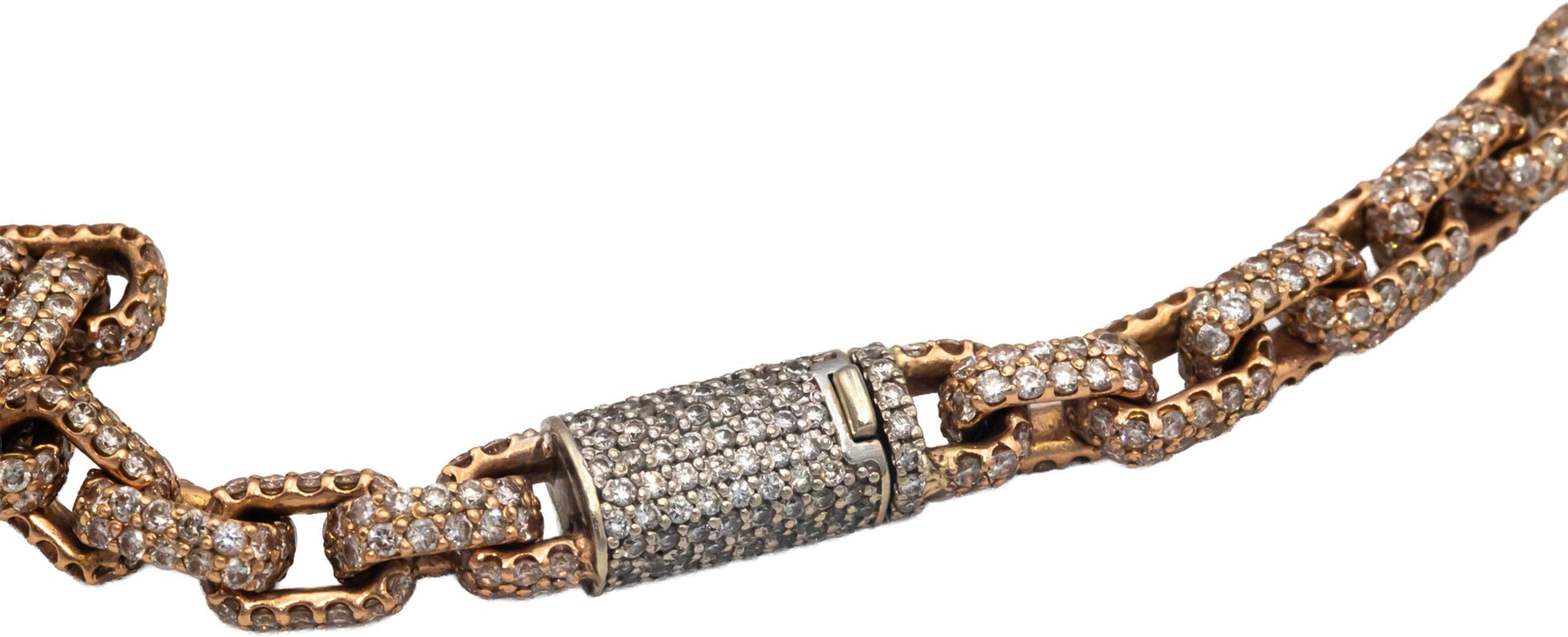 Diamond 14k Rose Gold Pave Iced Out Anchor Link 21.75" Long Necklace 32.69CT