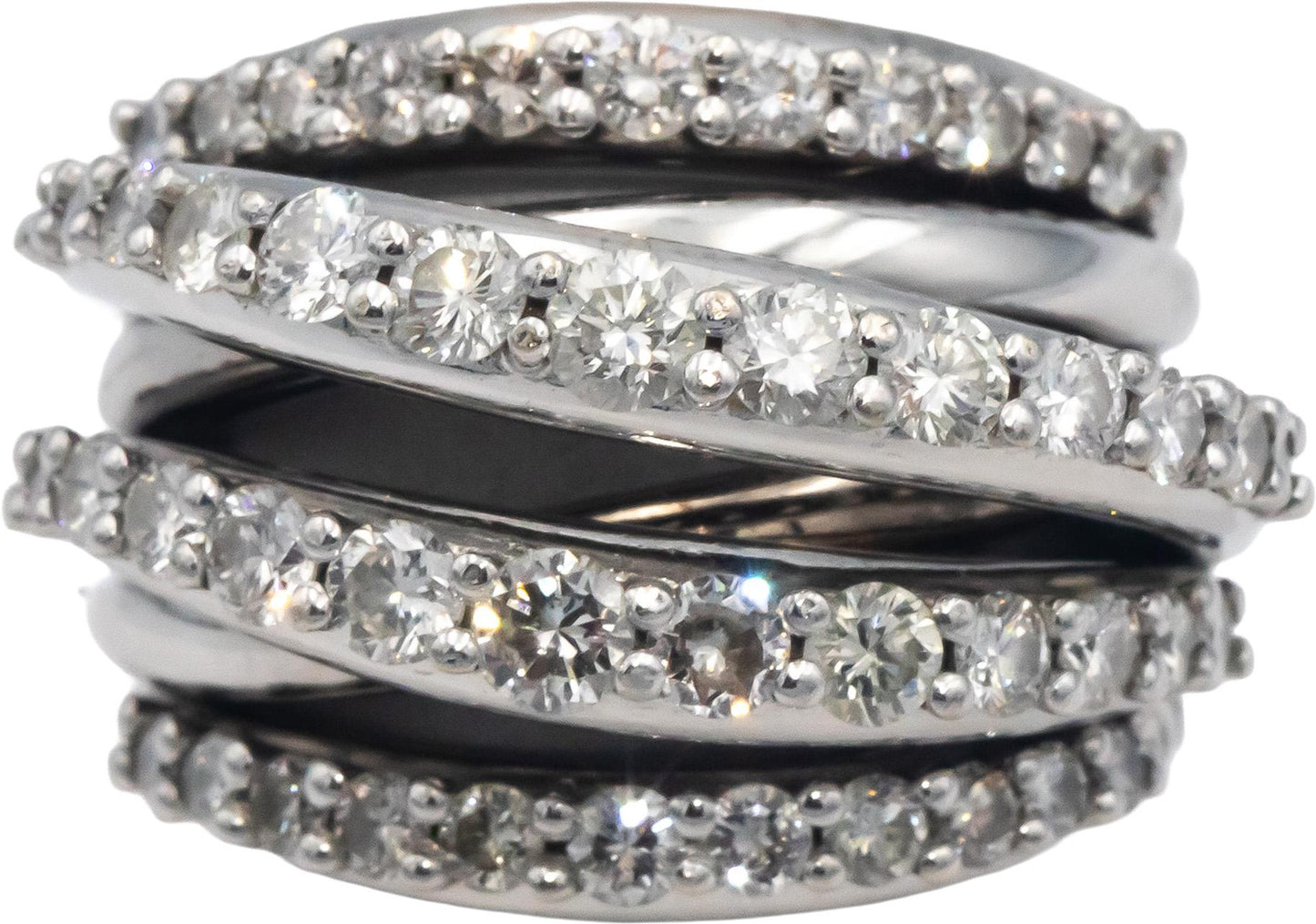 14k White Gold Round Diamond Multi-Band Ring 2.0CT Size 7.25