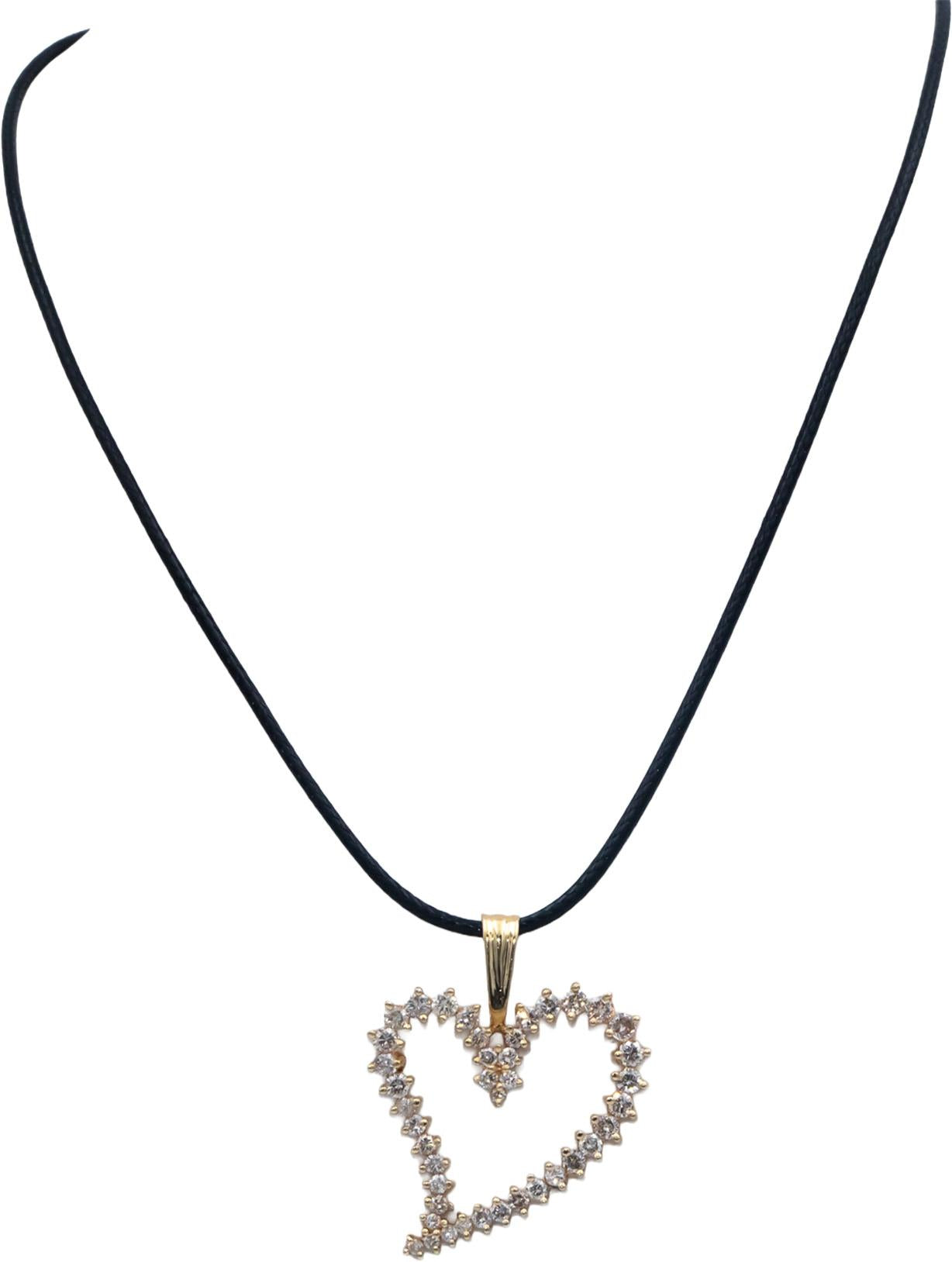 18k Yellow Gold 1.50CT Round Cut Diamond Heart Pendant Necklace