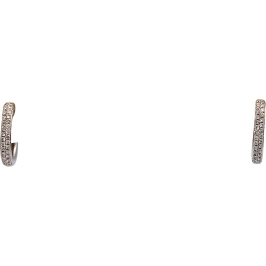 14k White Gold Jewelry 0.13CT Round Cut Diamond Huggie Earrings