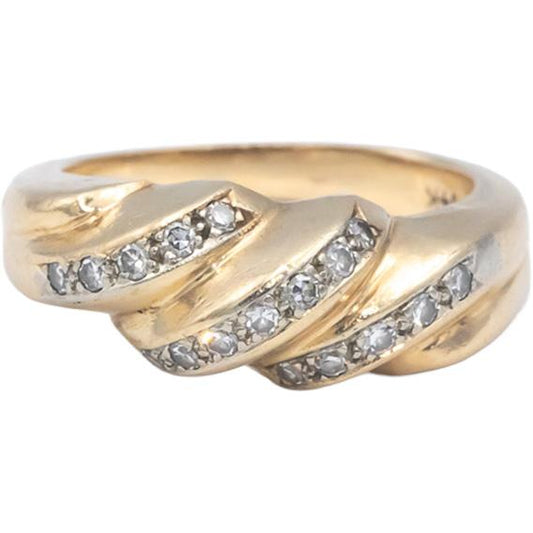 14k Yellow Gold VS Round Diamond Band Ring 0.20CT Size 5.25