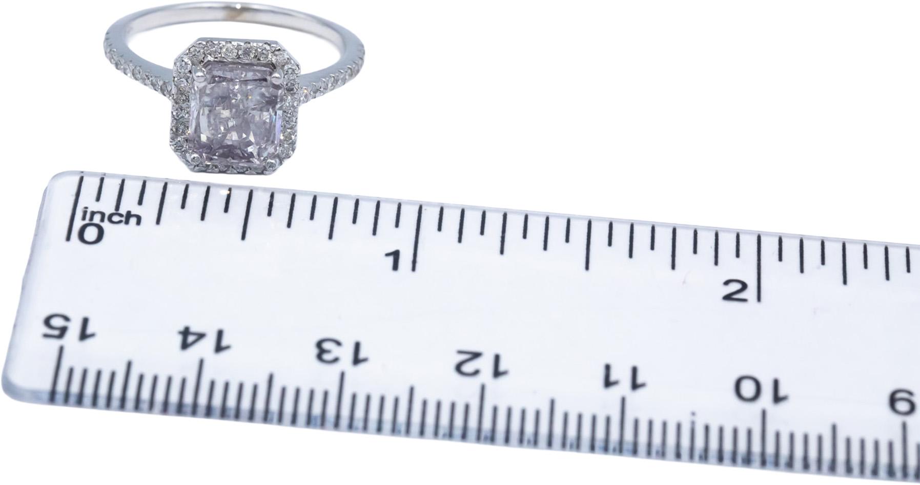 14k White Gold 2.70CT Diamond Engagement Ring w/ 2.20CT Center Size 7