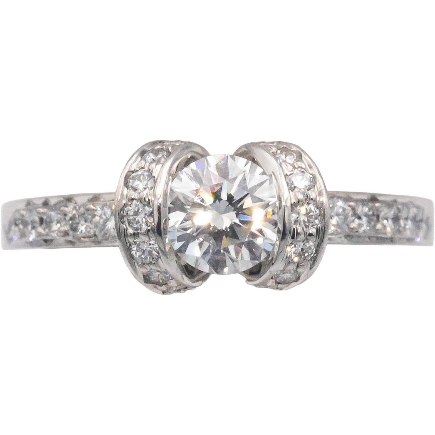 TIFFANY & CO. Platinum 0.75CT Diamond Engagement Ring w/ .53CT Center Size 5