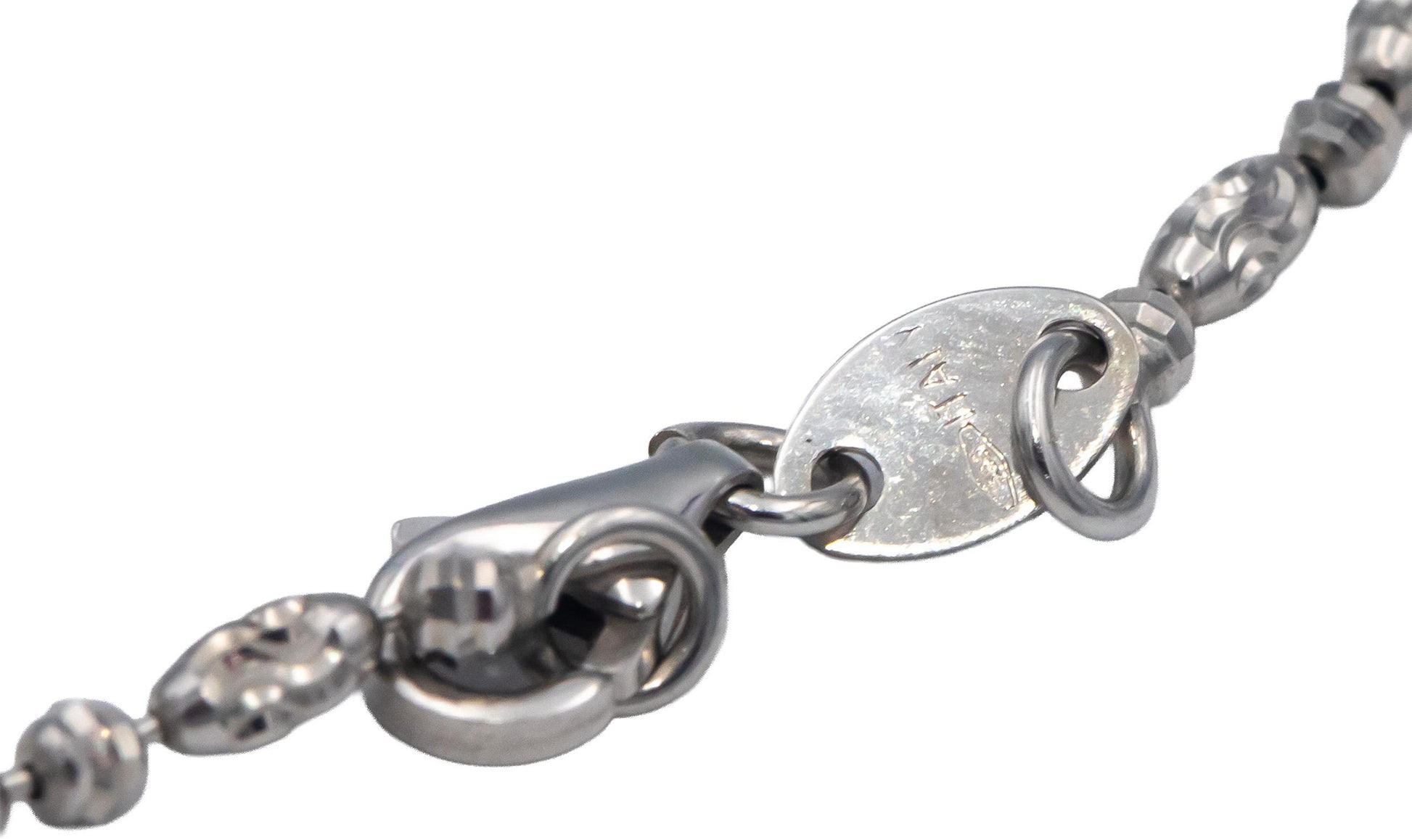 14k White Gold Jewelry 18" Long Diamond Cut Beaded Necklace Chain