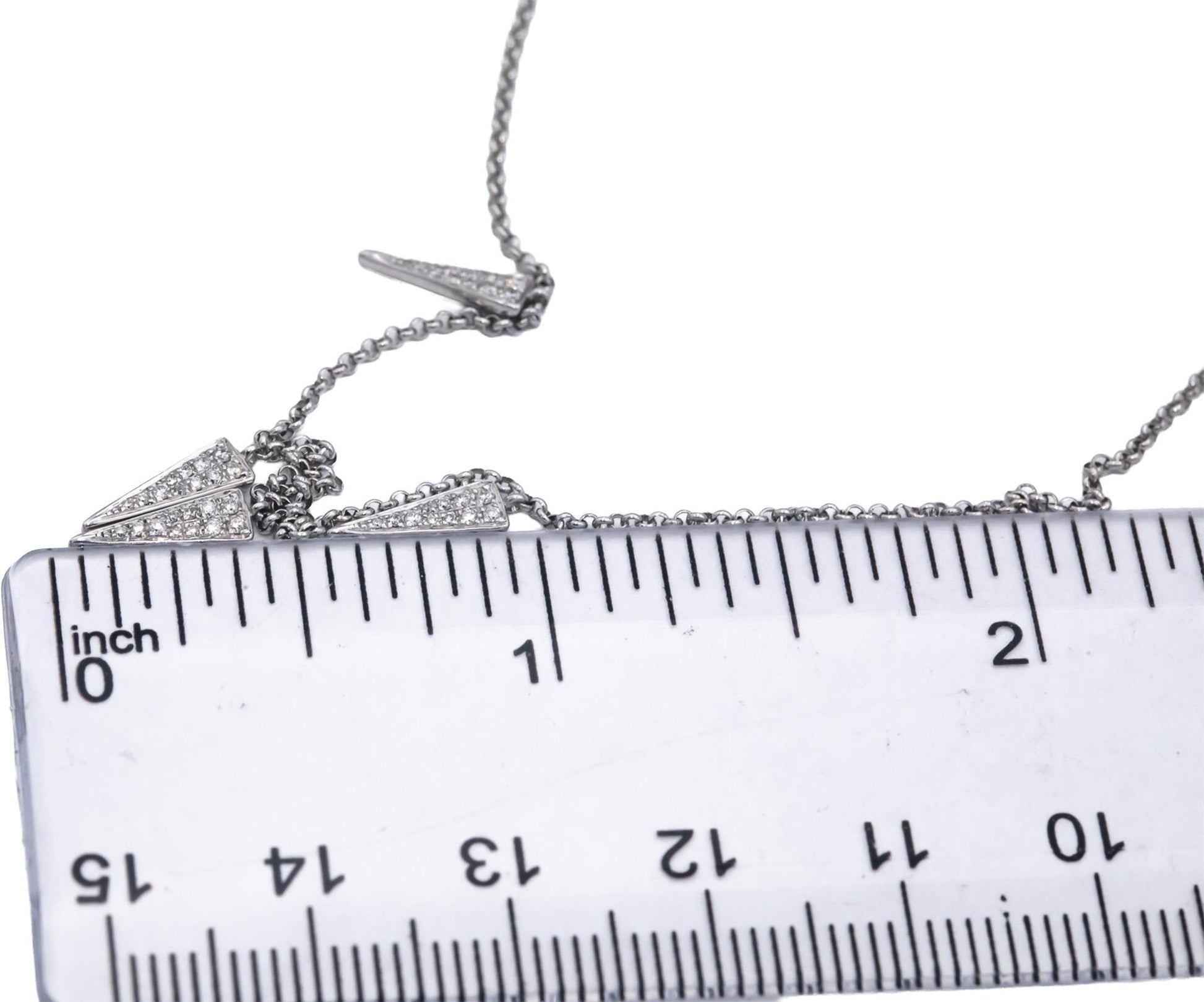18k White Gold 0.15CT VS Diamond Dangle Charm Necklace w/ Adjustable Clasp