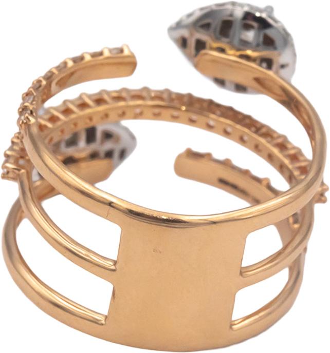 18k Rose Gold 0.88CT VS Pear & Round Diamond Pave Multi-Band Ring Size 6.5