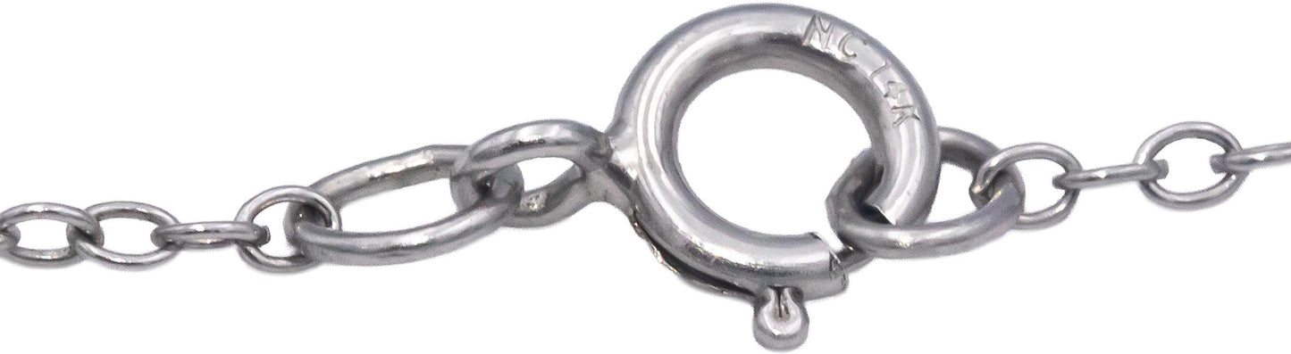 14k White Gold 0.10CT Round Cut Diamond Fixed Bar Pendant Necklace Chain