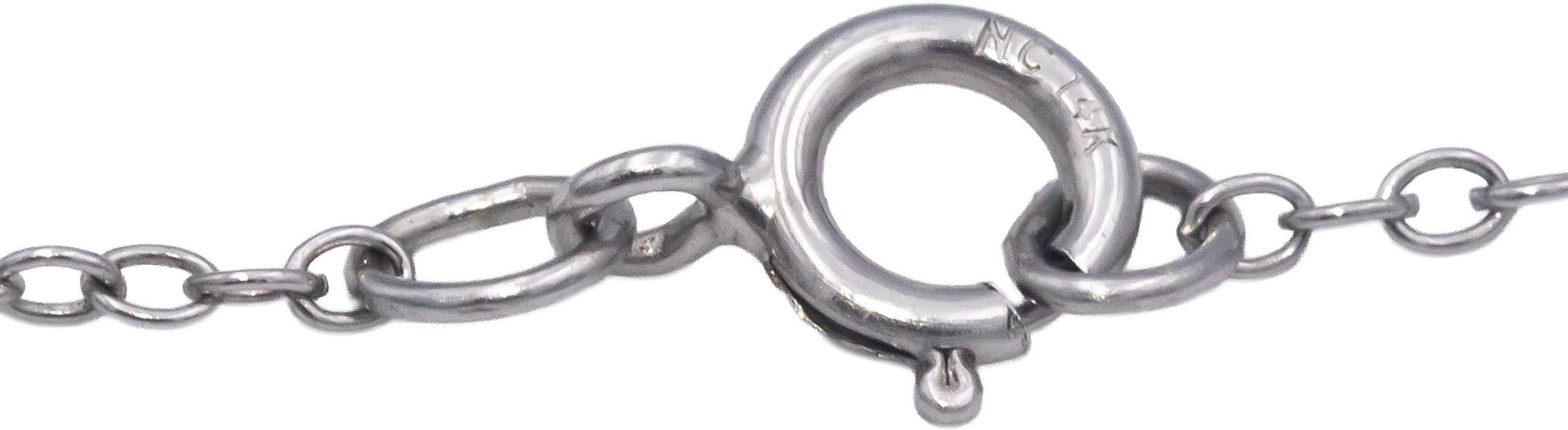 14k White Gold 0.10CT Round Cut Diamond Fixed Bar Pendant Necklace Chain