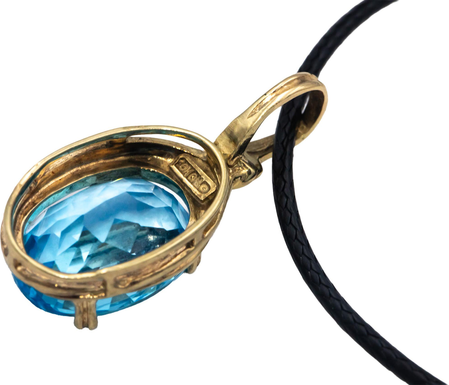 Blue Topaz Oval Cut 10k Yellow Gold Jewelry Pendant Necklace 6.0CT