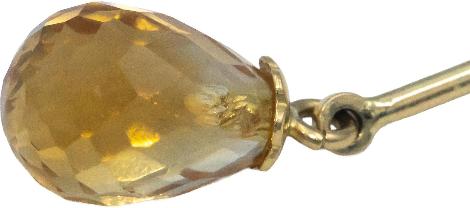 14k Yellow Gold Jewelry Citrine Briolette Cut Dangle Earrings
