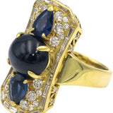 18k Yellow Gold VS Diamond & Sapphire Cocktail Ring 8.65CT Size 7.5