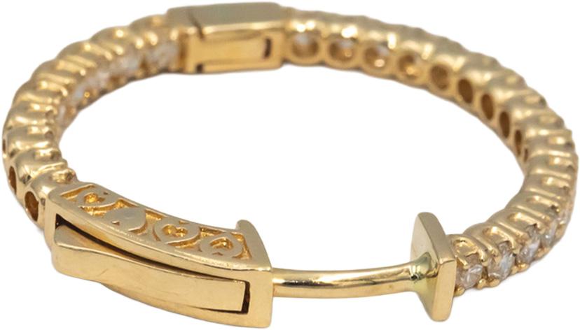 14k Yellow Gold VS Round Diamond Inside Out Hoop Earrings 1.0CT
