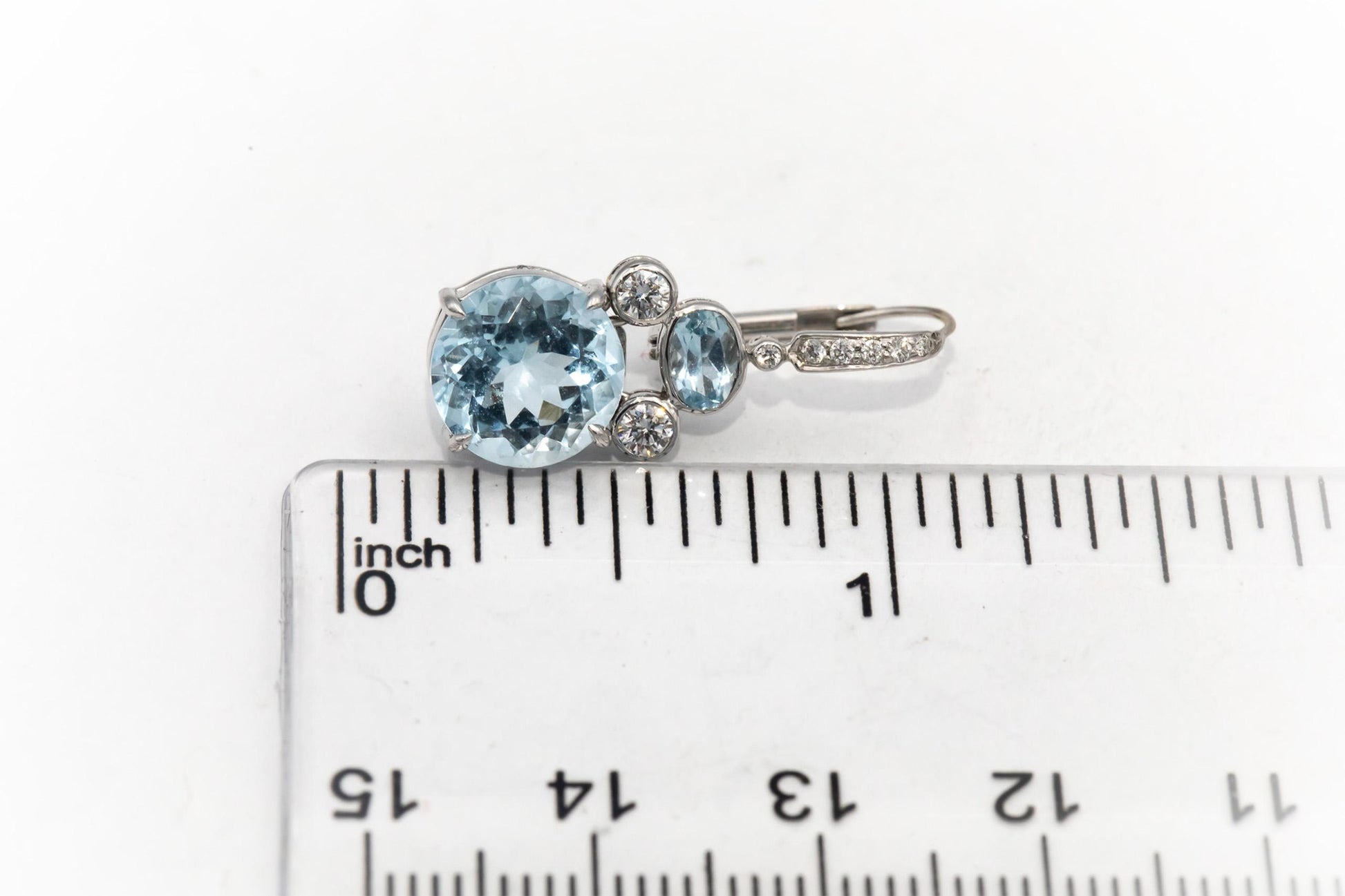 18k White Gold Jewelry VS Diamond & Aquamarine Drop Earrings 6.18CT