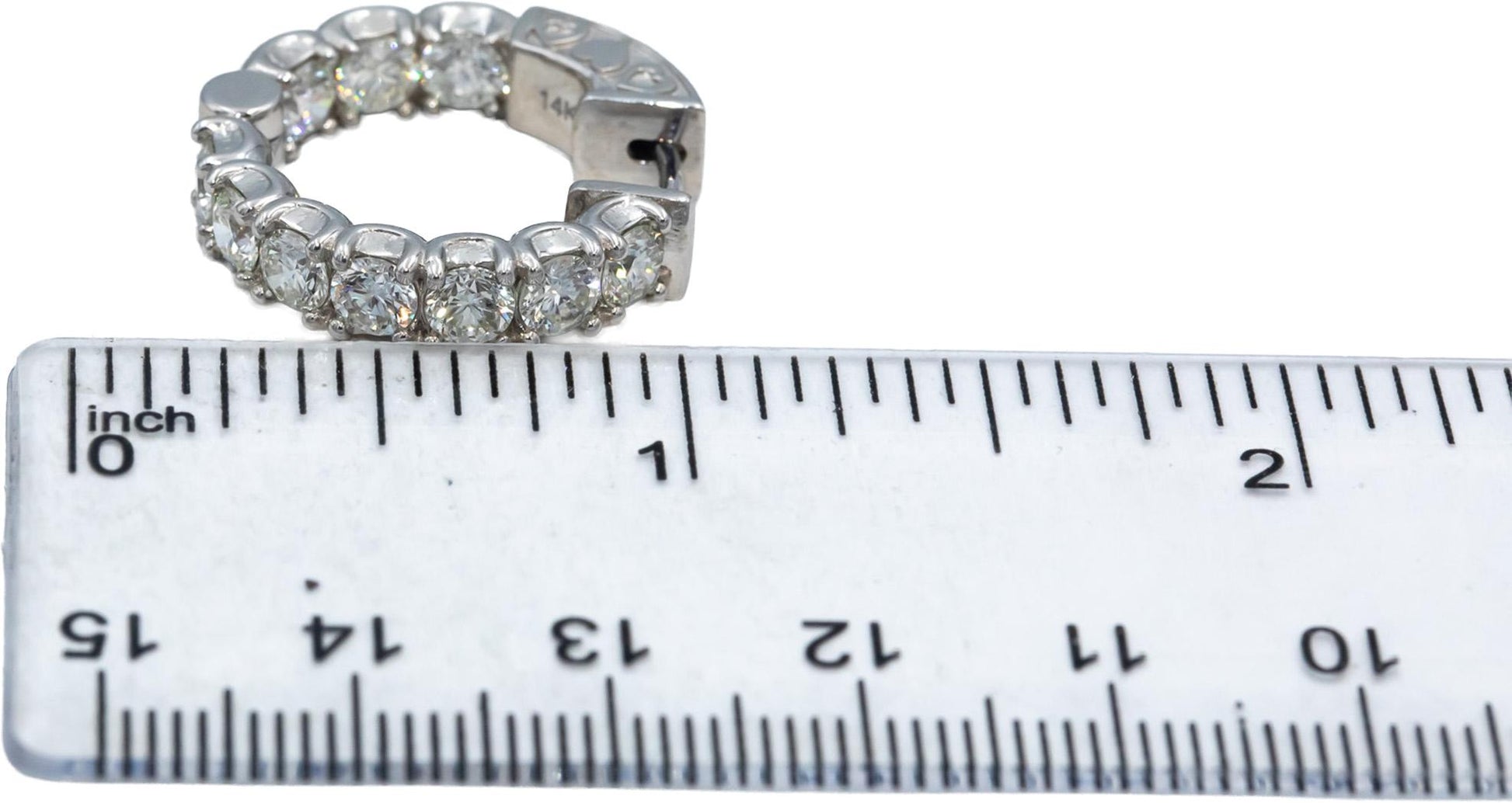 14k White Gold Jewelry VS Round Inside Out Circle Hoop Earrings 4.29CT