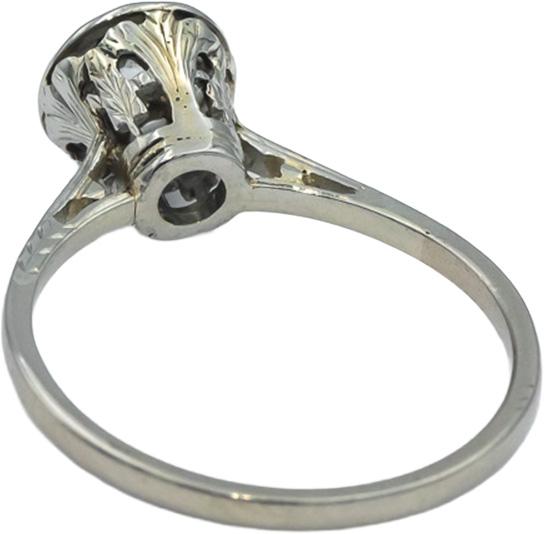 Vintage Antique 18k White Gold Round Diamond Solitaire Ring 0.16CT Size 7.25