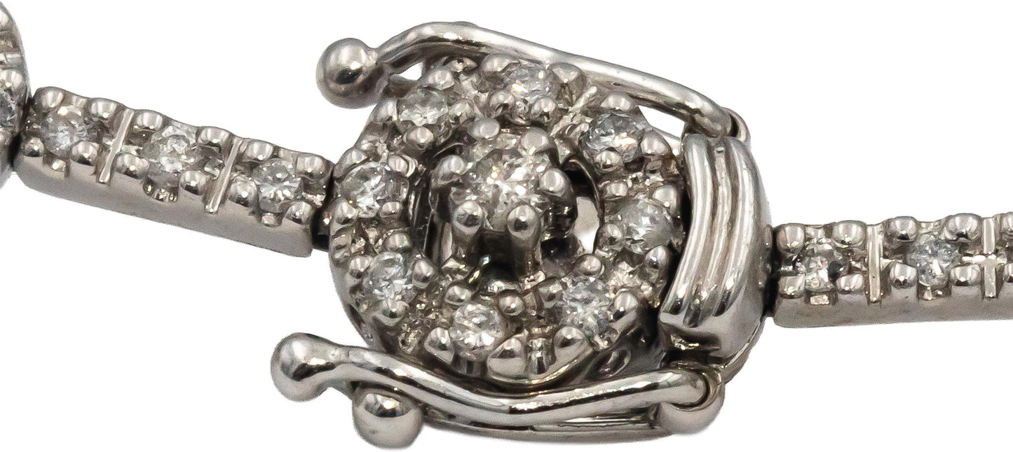 14k White Gold Round Cut Diamond Fancy Link Bracelet 2.0CT