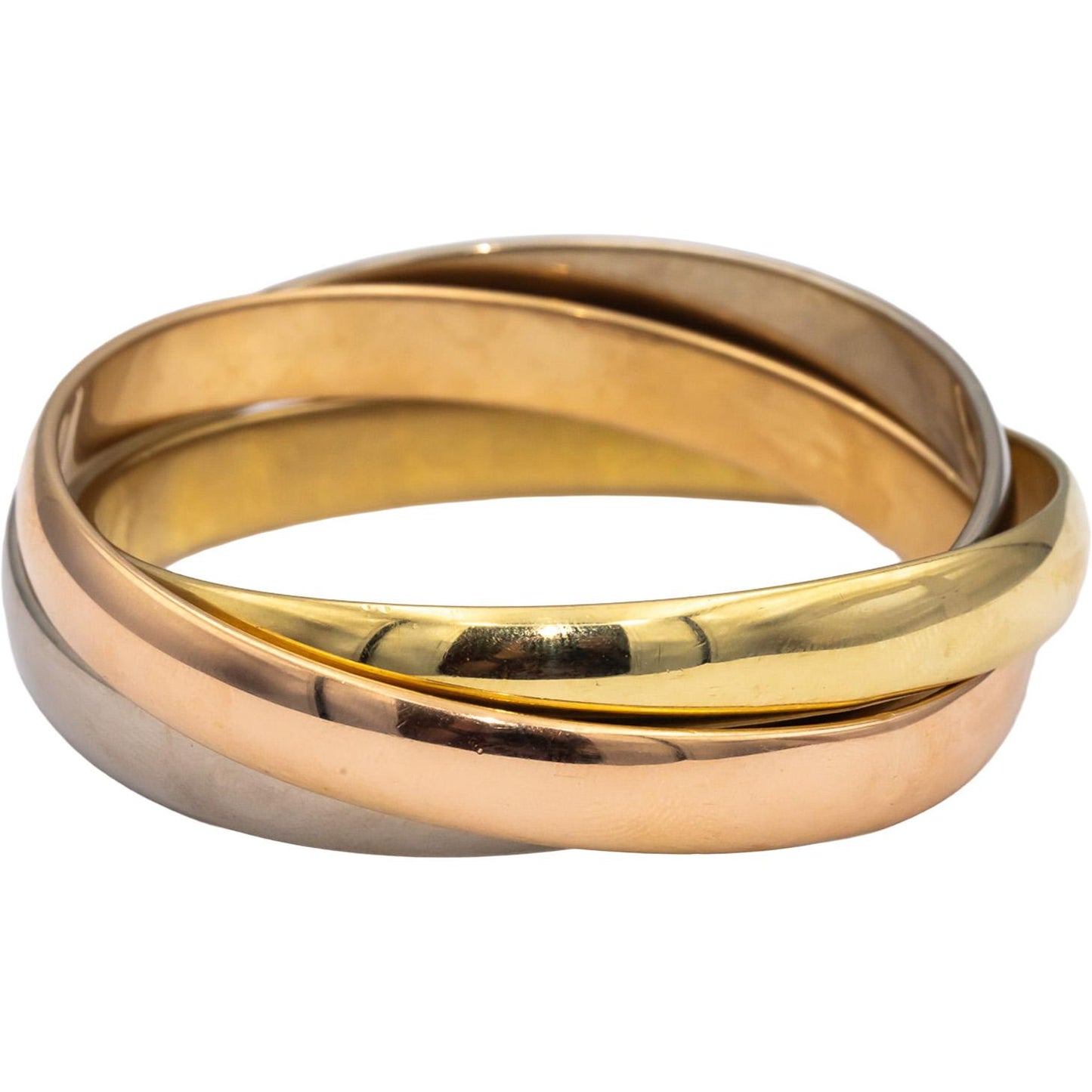 CARTIER 18k White Rose Yellow Gold Trinity 8.9mm Wide Rolling Bangle Bracelet