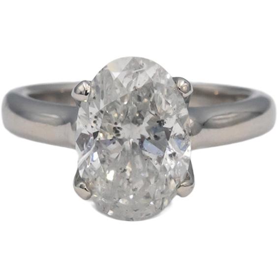 Platinum Oval Cut Diamond Solitaire Engagement Wedding Ring 3.15CT Size 5.5