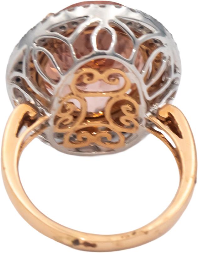 14k Rose & White Gold Oval Morganite Round VS Diamond Cocktail Ring 15.30CT