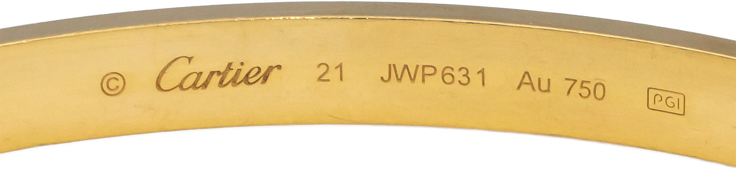 CARTIER 18k Gold Love Collection Screw Motif 6.0mm Bangle Bracelet Size 21 $7950