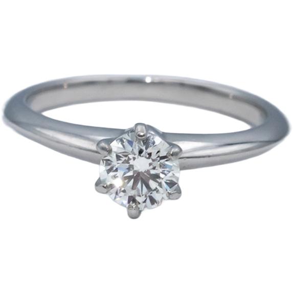 TIFFANY & CO. Platinum VVS1/I Diamond Engagement Ring .47CT w/ Cert & Box $5790