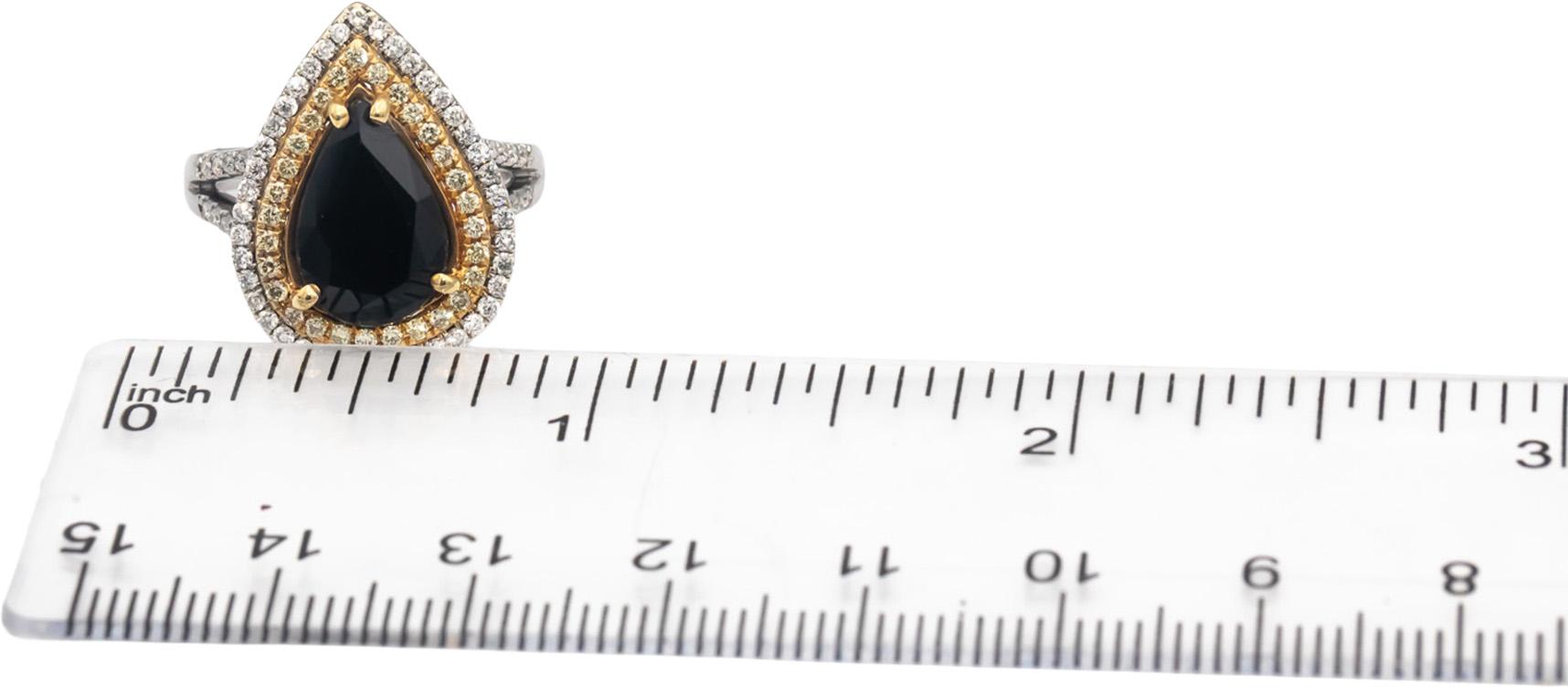 14k White & Yellow Gold Diamond and Sapphire Double Halo Ring 4.85CT Size 6.75