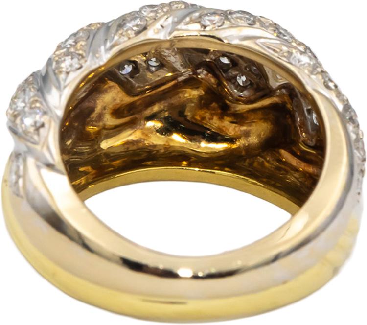 18k Yellow & White Gold VS Round Diamond Woven Cocktail Ring 0.95CT Size 6