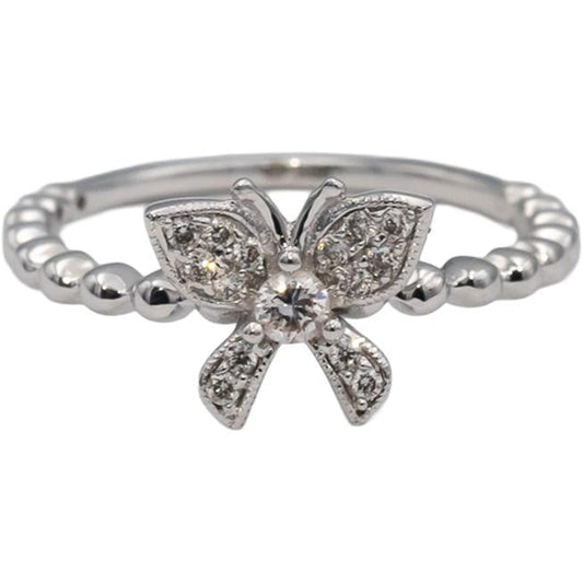 18k White Gold VS Round Diamond Cluster Butterfly Motif Ring 0.12CT Size 7