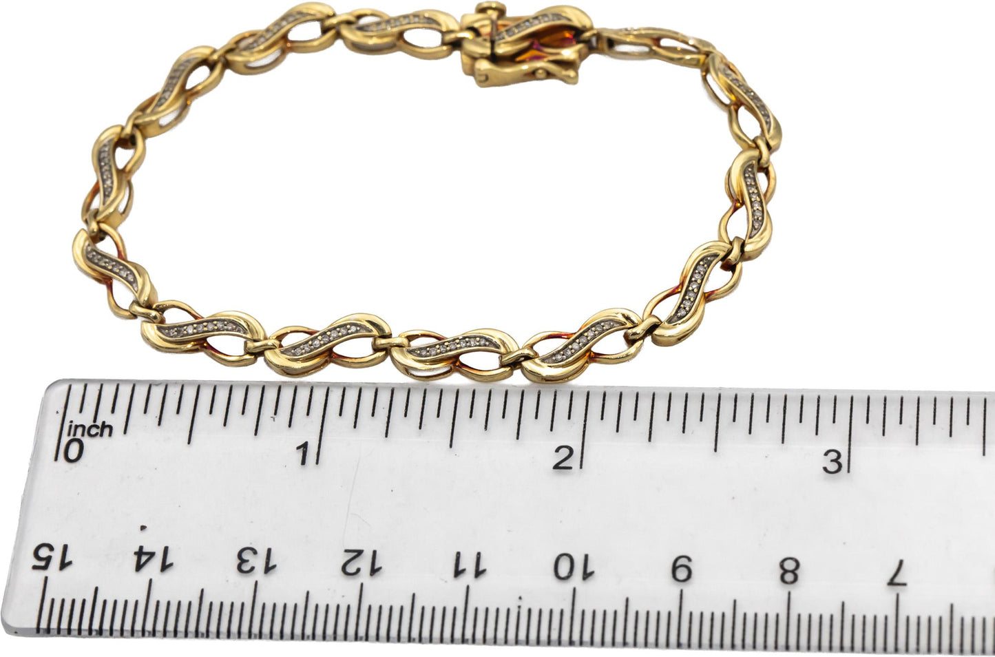 10k Yellow Gold Round Diamond Fancy Link Bracelet 0.50CTW