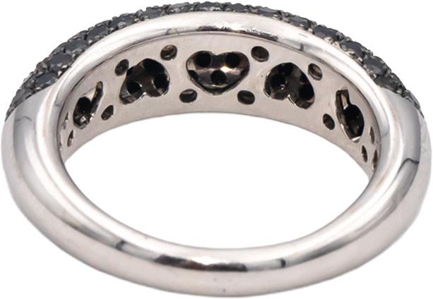 18k White Gold Round Black Diamond Cluster Dome Band Ring 1.50CTW Size 6.75
