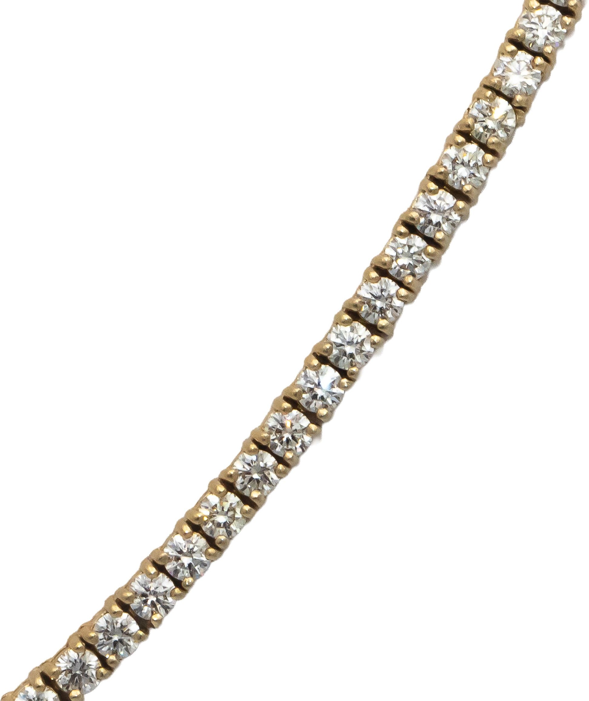 14k Yellow Gold Round Diamond Tennis Necklace 8.16CT