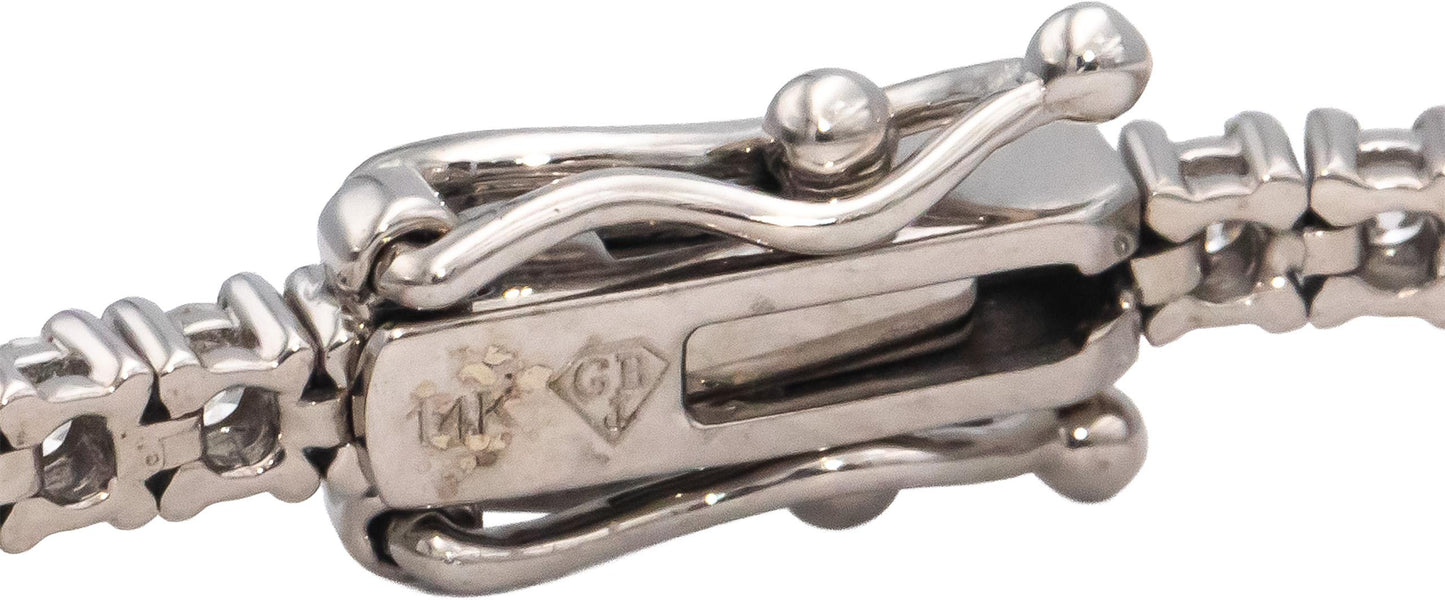 14k White Gold VS Round Diamond Tennis Bracelet 2.10CT