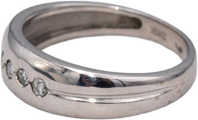 18k White Gold Round Bezel Set Diamond Five Stone Band Ring 0.10CT Size 6.25
