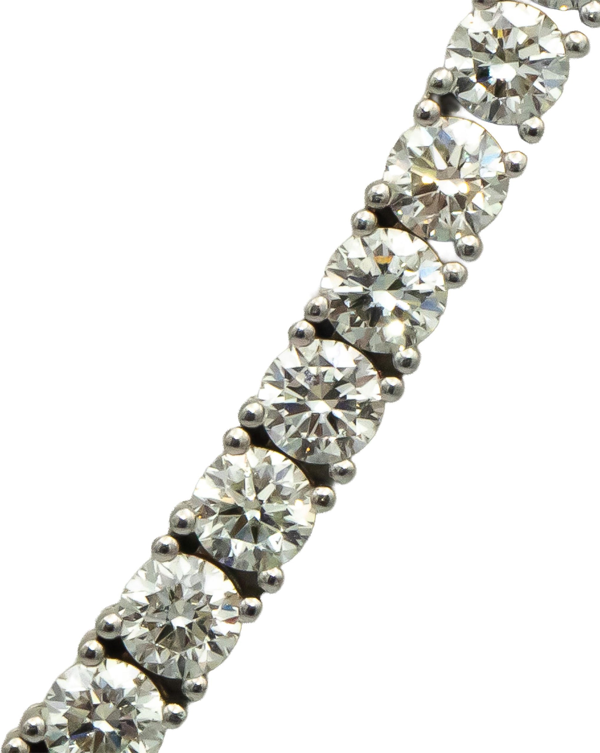 14k White Gold VS Round Diamond Tennis Necklace 22.85CT