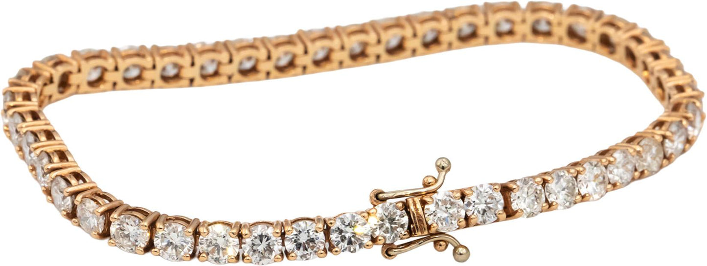 14k Rose Gold Round Diamond Tennis Bracelet 13.35CT