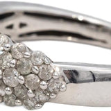 10k White Gold Round Diamond Cluster Band Ring 0.75CT Size 7