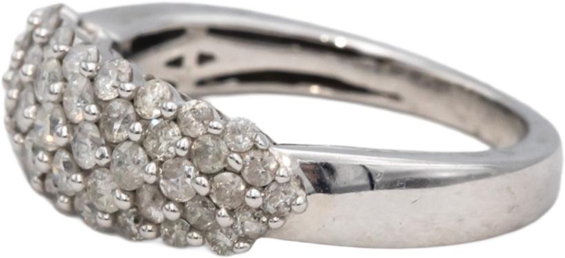 10k White Gold Round Diamond Cluster Band Ring 0.75CT Size 7