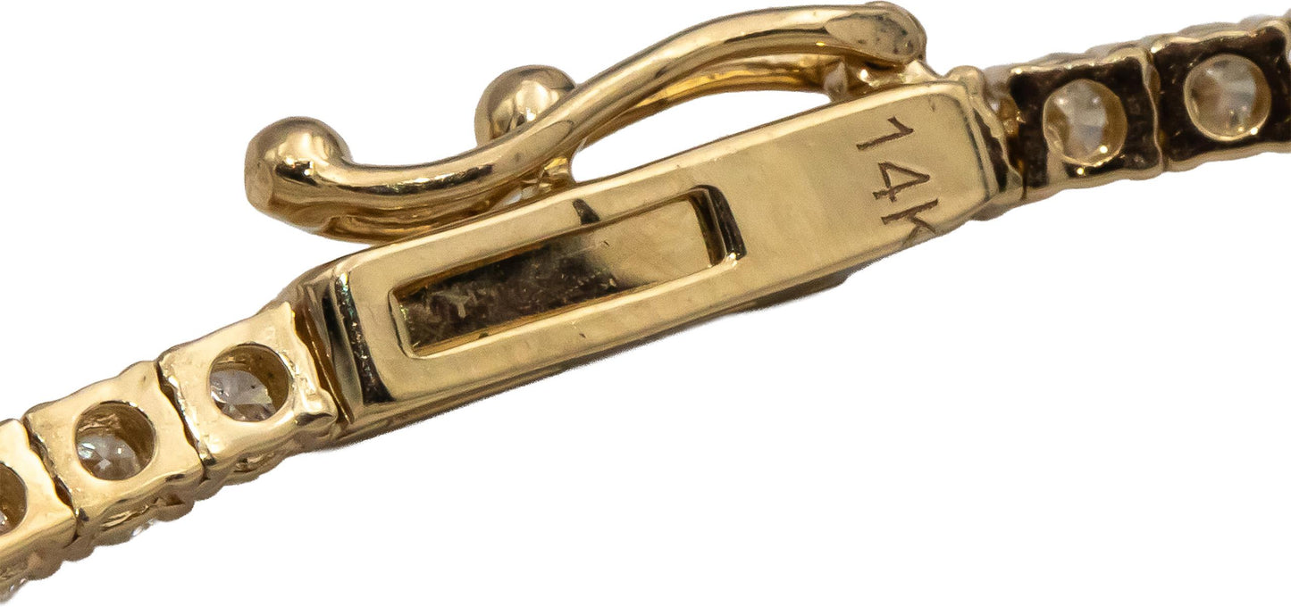 14k Yellow Gold Round Diamond Tennis Necklace 7.01CT