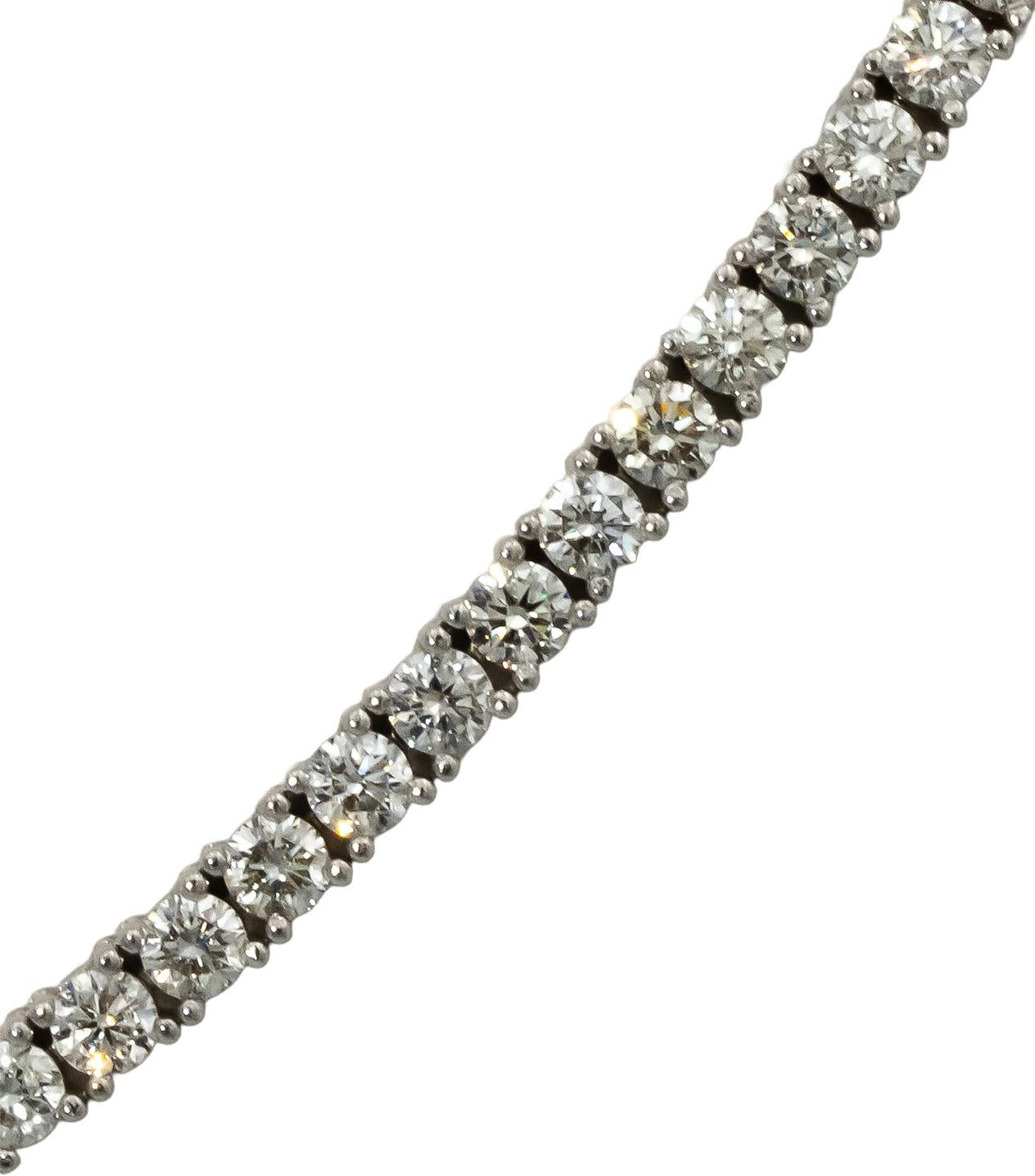 18k White Gold Round Diamond Tennis Necklace 10.30CT