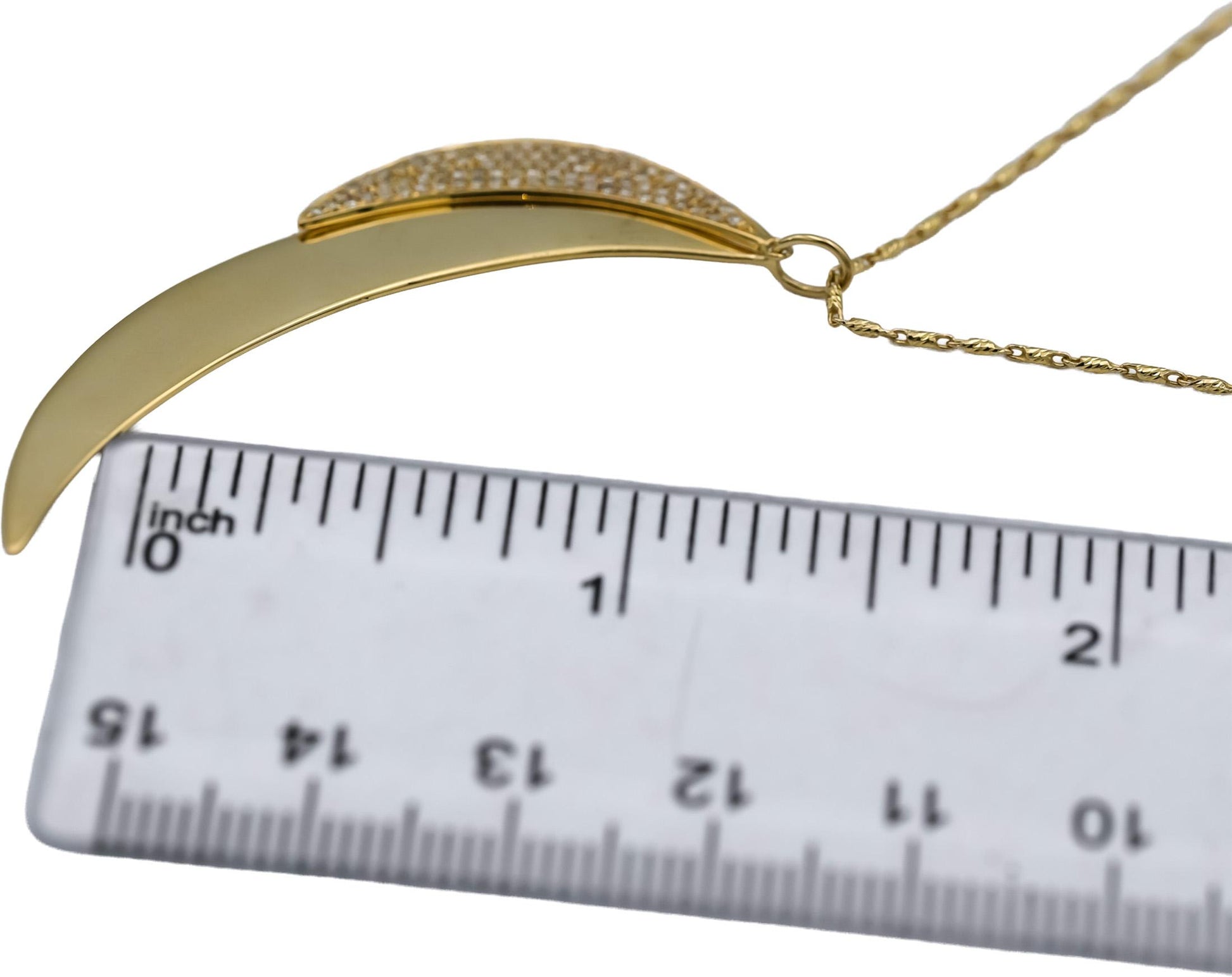 18k & 14k Yellow Gold Round Diamond Crescent Moons Pendant Necklace 0.25CT