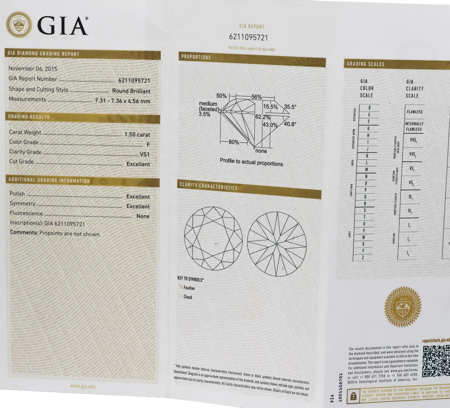 GIA Cert. CARTIER Platinum VS1/F Round Diamond Engagement Ring 1.50CT Size 60