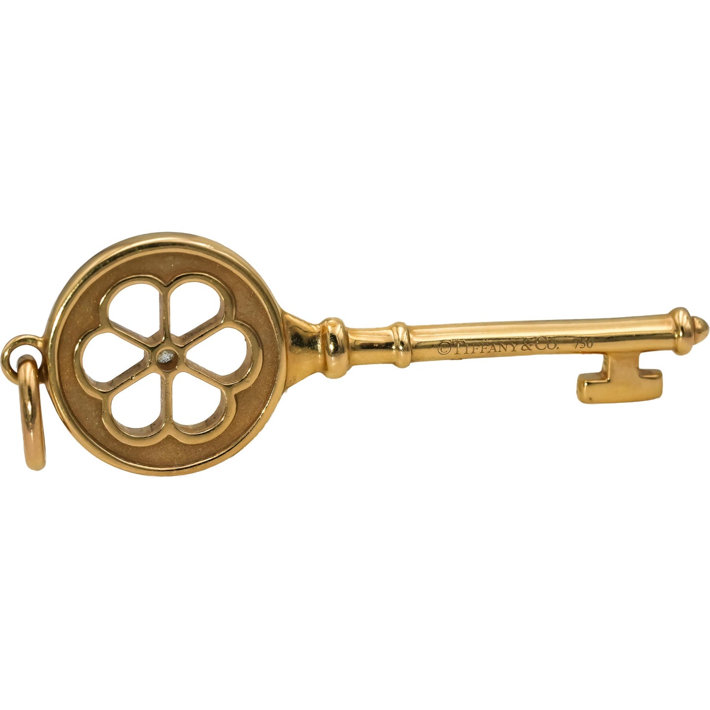 TIFFANY & CO. 18k Yellow Gold VS Diamond Tiffany Key Pendant 0.03CT