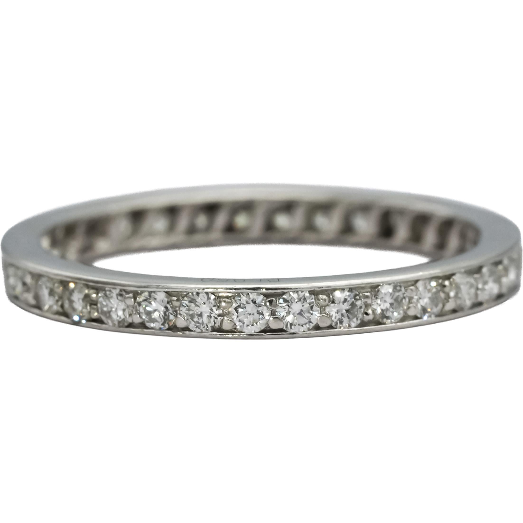 CARTIER Platinum VS Diamond Eternity Band Ring .75CT Size 7.5 w/ Papers