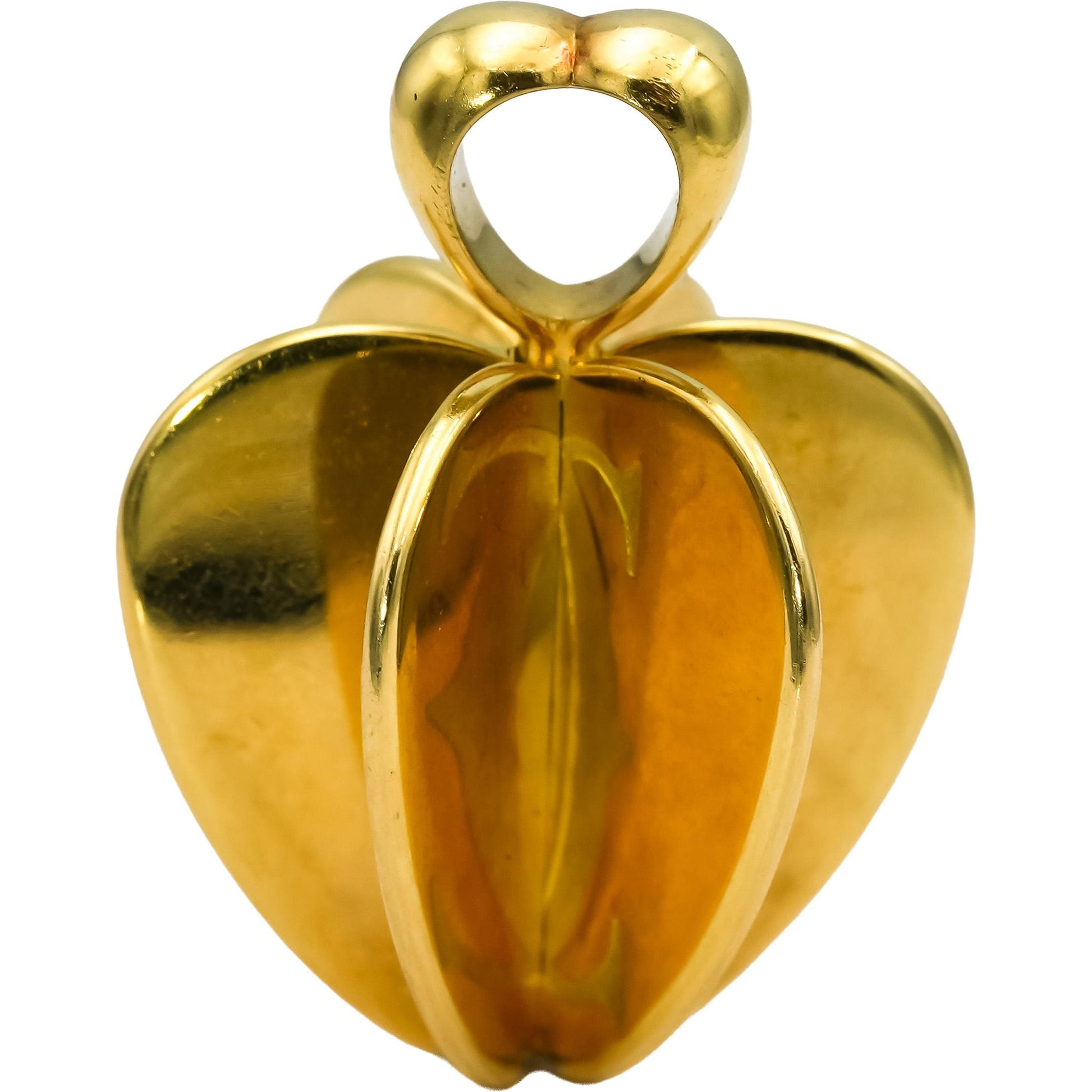 CARTIER 18k Yellow Gold Double C 3D Apple Pendant