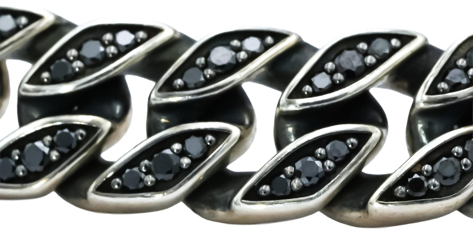 DAVID YURMAN Sterling Silver Black Diamond Curb Link Bracelet 1.14CT w/ B & P
